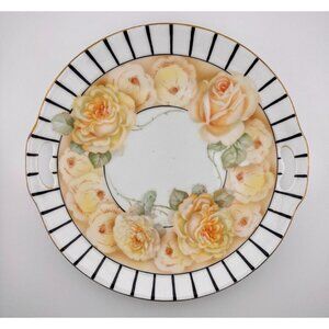 Vintage Erdmann Schlegelmilch 10" Hand-Painted Rose Plate Gold Trim | Fast Ship